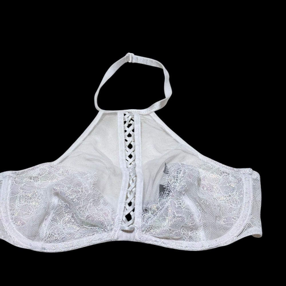 Victoria's Secret Very Sexy  XS White Iridescent Underwire Halter Bra Club‎ Wear